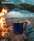 Insulated Coffee Mug With Lid  Travel Tumbler With Handle  14oz Stainless Steel