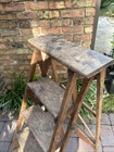 French Antique Wooden Library Folding 4 Step Ladder