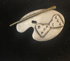 Vintage Pin Brooch Artist Palette Hearts Mexic0 Sterling Silver 925 Tr-91