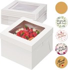15pcs Cake Boxes  10x10x8 Inches Tall Cake Box With Window  White Bakery Boxe   