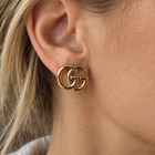 Gucci Interlocking Gg Stud Earrings Gold Tone S925 Sterling Silver Made In Italy