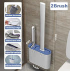 1pc Wall Mounted Silicone Toilet Brush Set Holder Bathroom Cleaner - New