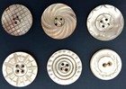 Lot Of 6 Medium Antique  Vintage Carved Mop  shell Buttons  4507