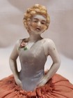 Antique Unmarked German Porcelain Half Doll  Pin Cushion Doll 4 5 