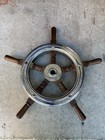 Vintage Boat Steering Wheel Wood Handles Chrome 5 Spoke Nautical Ship Helm