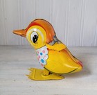 Vtg Tin Litho Wind-up Mechanical Pecking Baby Chick Toy Tps Japan Easter
