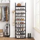 Tall Shoe Rack 10 Tiers Standing Shoes Boots Cabinet Storage Shelf With Hooks Us