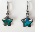Southwestern Mojave Turquoise Sterling Silver  Star Dangle Earrings Handmade