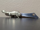 Incredible Paktong Chinese Opium Knife Squirrel Engraved Antique     