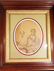 Victorian Walnut Eastlake Frame Gilt Stipple Liner Sepia Portrait Man Woman