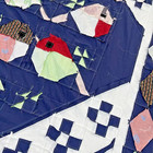 Handmade Midnight Aviary Cotton Fabric Queen Size Patchwork Quilt Top topper
