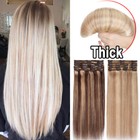 Real Thick 160g   Double Weft Clip In Remy Human Hair Extensions Full Head Xl462
