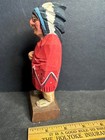 Vintage Wood Carved Indian Chief Signed Hanah  Folk Art  Hand-carved  Hannah