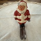 Vintage Barclay Manoil Lead Santa On Skis  Painted  1930-40s