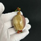 Hand-carved Natural Alashan Stone Arhat Statue With Feather Fan Keychain Pendant