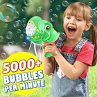 Kids Bubble Gun 2 Pack Dino Bubble Machine Gun For Toddlers With 4 Solutions Eas
