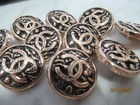 Lot Of Ten 20mm Designer Cc Button Gold Tone Black Chanel 10 Buttons