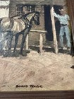 Rare 1960 Donald Teague Stagecoach Arrival General Store Framed Print No Glass