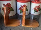 Vintage Hawaiian Koa Wood Bookends Anthurium Flower Hawaii Tiki Mcm