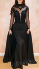 Mermaid Wedding Dresses Black Gothic Dress Long Sleeves Bridal Gowns With Train