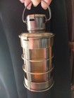 Vtg Set 3 Brass Color Metal Lanterns 5  Nautical Hanging Tealight Holders