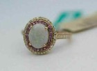 2 50ct Oval Cut Genuine Fire Opal Halo Engagement Ring In 14k Yellow Gold Plated