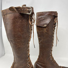 Vintage 1930s Womens Leather Boots Size 6 5 Lace Up Tall With Pocket 30s 40s