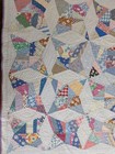 Antique Handmade 4-point Star  Quilt-84   x 65    Exc Cond 1945 Hand Quilted Beauty