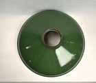 Vintage 9 75    Porcelain Enamel Green White Barn Gas Train Station Light Shade