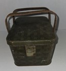 Vintage U s  Marine Cut Plug Tin Green Tobacco Basket Weave 1920s Lunch Pail