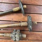 Three Very Good Early Papua New Guinea Clubs With Stone Heads Oceanic Tribal Art