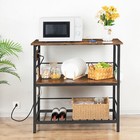 Hoobro Kitchen Island Kitchen Island Table W  Power Outlet 3 Tier Coffee Station