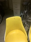  2this Is A Pair Of Vintage Mid-century Modern Yellow Vinyl Swivel Chairs