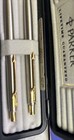 Vtg Parker Classic Arrow Stainless Steel Gold Trim Ballpoint Pen   Pencil Set
