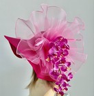 Kentucky Derby Great Gatsby Tea Party Pink Church Wide Brim Straw Sun Hat