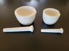 Vintage Coors Small And Medium Heavy Porcelain Apothecary Lab Mortar And Pestles