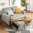 Linen Fabric Loveseat Sofa Bed With  Adjustable Backrest  Chaise Lounge For Room