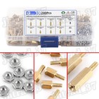240pcs M2 5 Male Female Brass Hex Standoff Spacer Support Pillar Screws Nut Kit