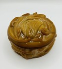 Fenton Glass Chocolate Slag C9077 Art  Nouveau Lilly Covered Trinket Box Dish