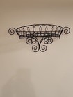 Antique Metal Garden Shelf Wall Hanging Basket Dark Green Round  Planter
