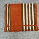 Vintage Sears 70s Striped Brown  White   Orange Fringe Bath Towel Washcloth Set