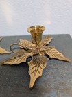 Bombay Company Pair Of Vintage Brass Poinsettia Holly Leaf Taper Candle Holders 
