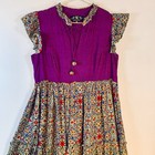 Nazila Couture Women Sz M Purple Cotton Tiered Boho Dress Flutter Sleeve Nwot
