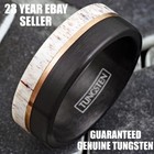 8mm Black Tungsten Carbide Deer Antler Rose Gold Plated Men s Wedding Band Ring