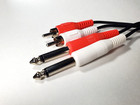 6ft Dual 1 4   6 35mm  Ts Mono Male Plug To 2-rca Male Plug Audio Cable