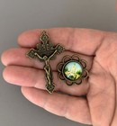 Bronze Rosary Center   Crucifix Pater Our Father Beads Lady Of Fatima 8pc L152