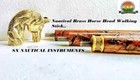 Nautical Brass Horse Head Solid Handle Antique Wooden Cane Victorian Style Gift