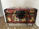 Antique Korean Kwagak Hand Painted Box 20 Panels Ox Horn Wood 11  X7 