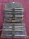 Antique Medical Dental Surgeon Surgical Leather Case Set Pouch Instruments Drill