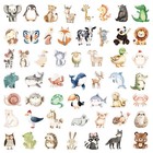 50pcs Watercolor Animal Stickers Set Pet Die Cut Decals Scrapbooking Transparent